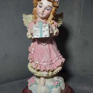 Pink Angel Figurine with Gift